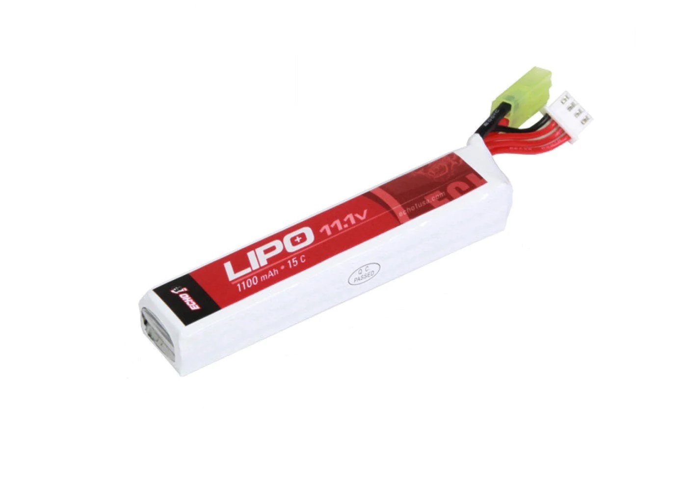 Battery Lipo #1: 11.1Volts 1100mAh 15C Buffer Tube Lipo Echo1