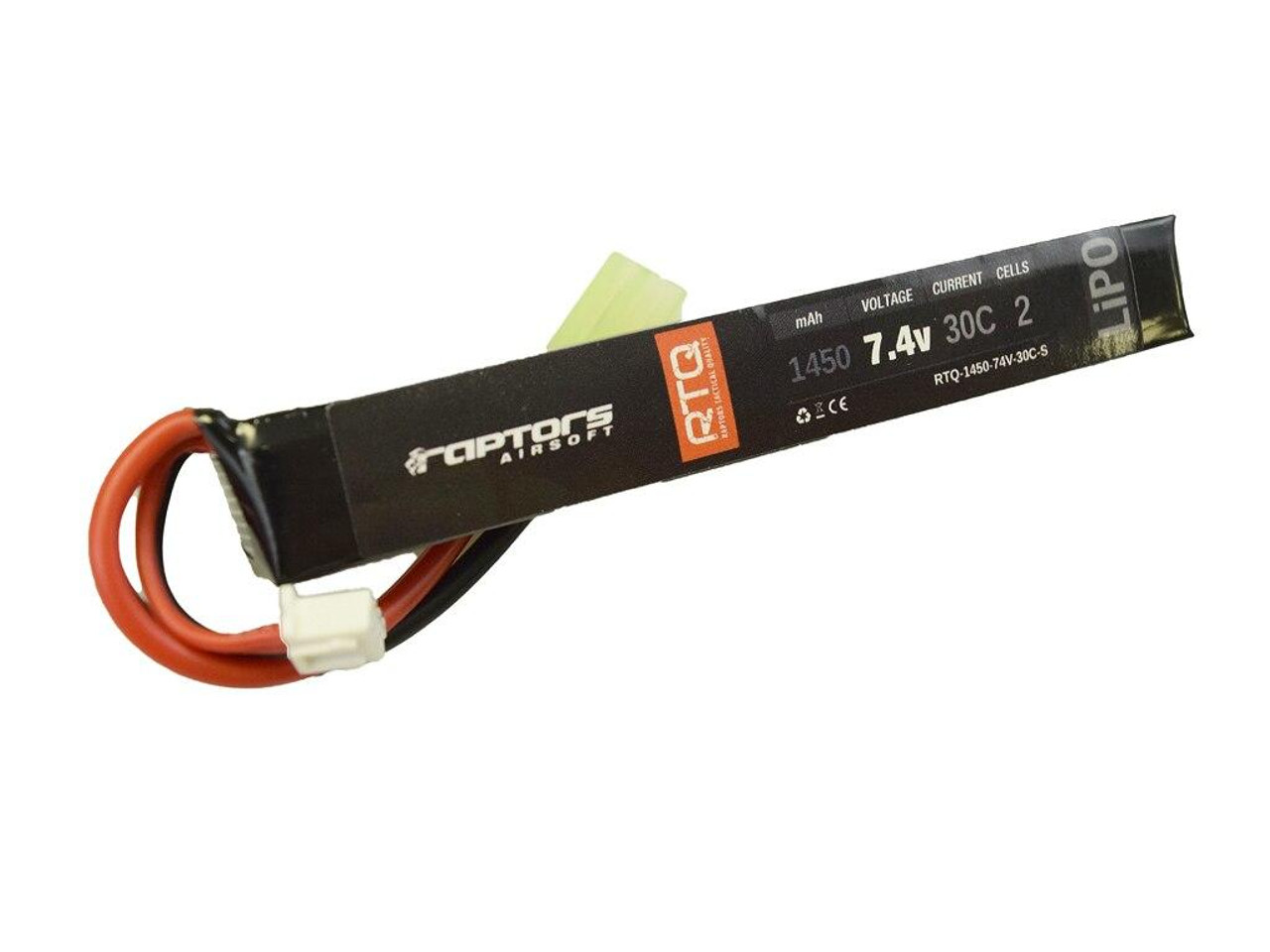 Battery Lipo RTQ 7.4V 1450mAh 30C Stick Raptors